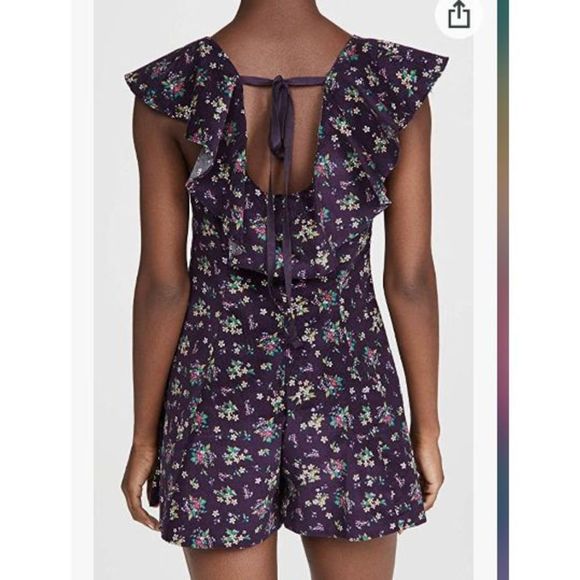 ✨FREE PEOPLE✨VIOLET FLORAL CORDUROY ROMPER - Picture 5 of 16